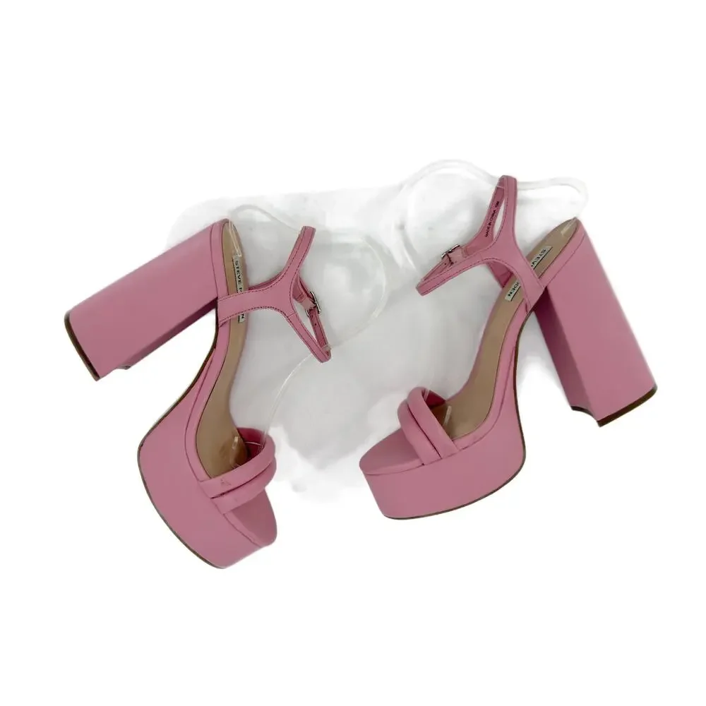 Steve Madden Tille Chunky Platform Sandal Heels size 10 Pink Vegan Leather